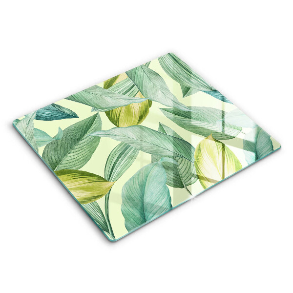 Glass worktop protector Green tropical leaves