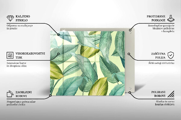 Glass worktop protector Green tropical leaves