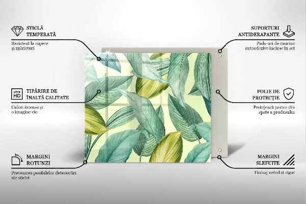 Glass worktop protector Green tropical leaves