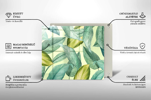 Glass worktop protector Green tropical leaves