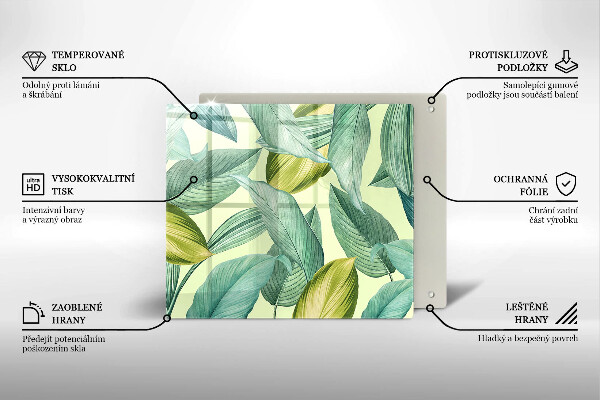 Glass worktop protector Green tropical leaves