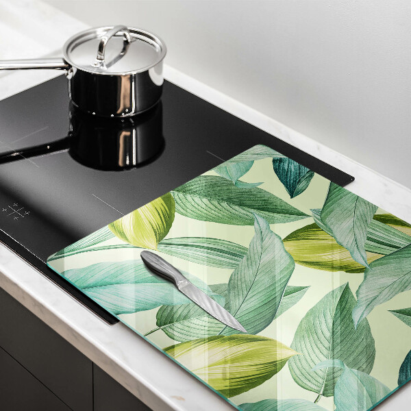 Glass worktop protector Green tropical leaves