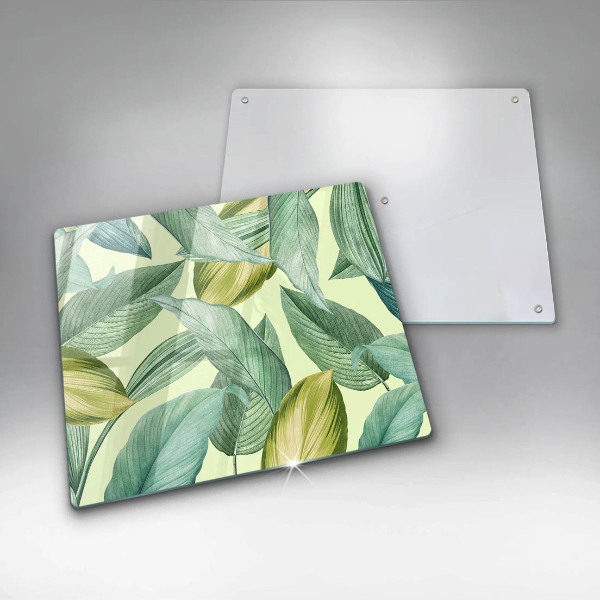 Glass worktop protector Green tropical leaves