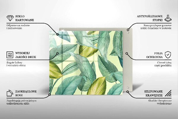 Glass worktop protector Green tropical leaves