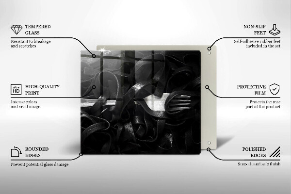 Large worktop saver Black tagliatelle pasta