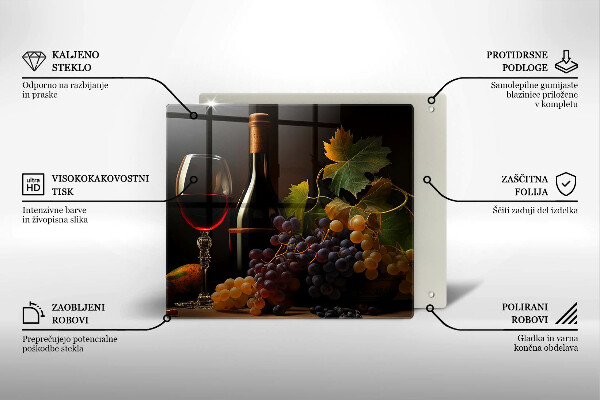 Large worktop saver A glass of wine and grapes