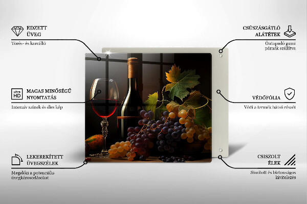 Large worktop saver A glass of wine and grapes