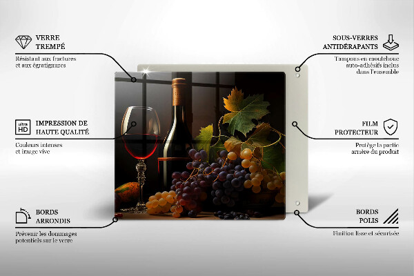 Large worktop saver A glass of wine and grapes