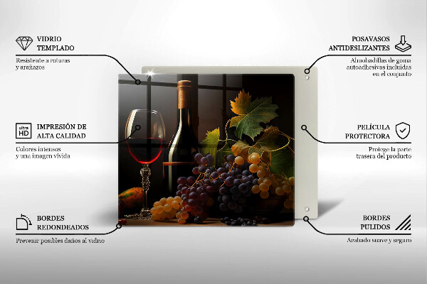 Large worktop saver A glass of wine and grapes