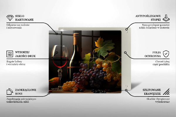 Large worktop saver A glass of wine and grapes