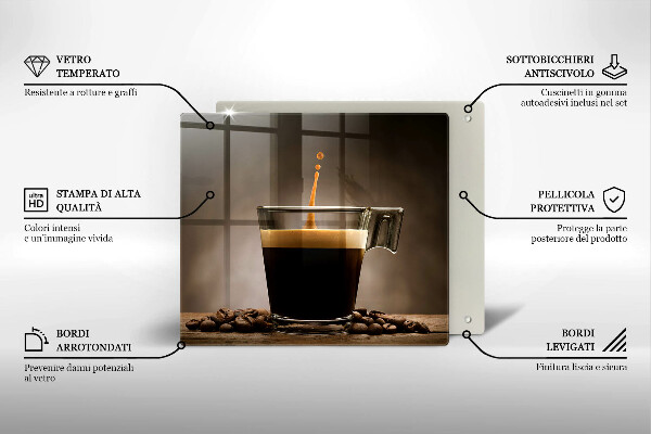 Chopping board Glass and coffee beans