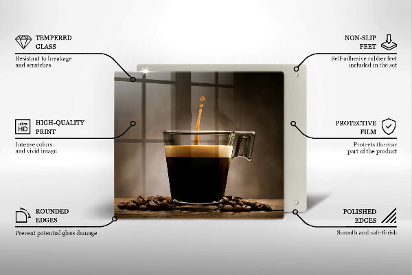 Chopping board Glass and coffee beans