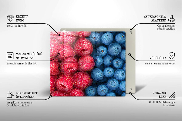 Chopping board Fruit of raspberry and blueberries