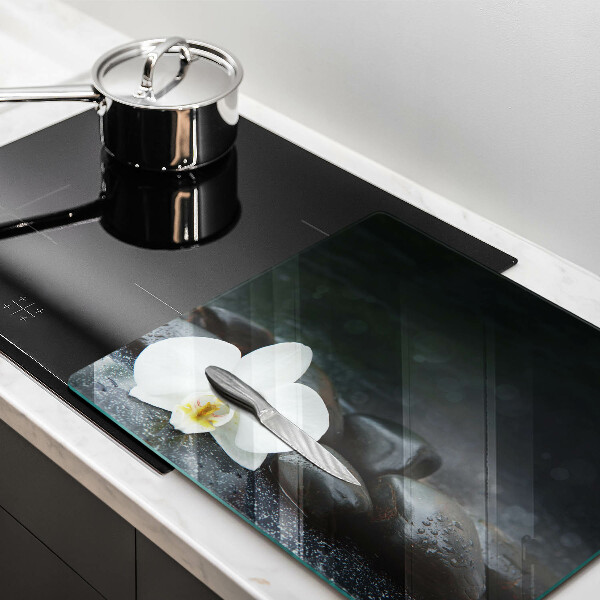 Chopping board White flower stones Zen