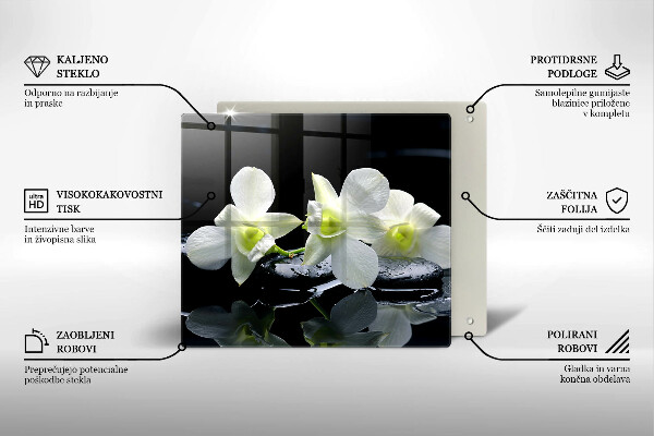 Chopping board Zen white flowers in water