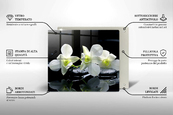 Chopping board Zen white flowers in water