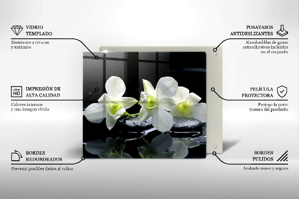 Chopping board Zen white flowers in water