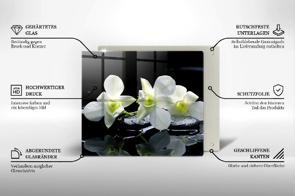 Chopping board Zen white flowers in water