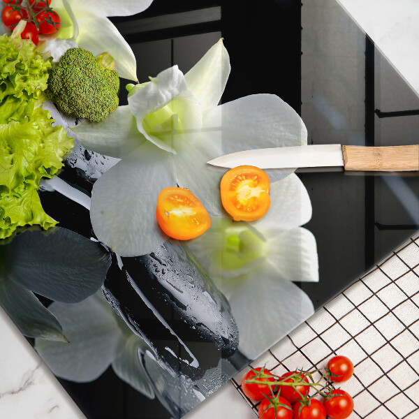 Chopping board Zen white flowers in water