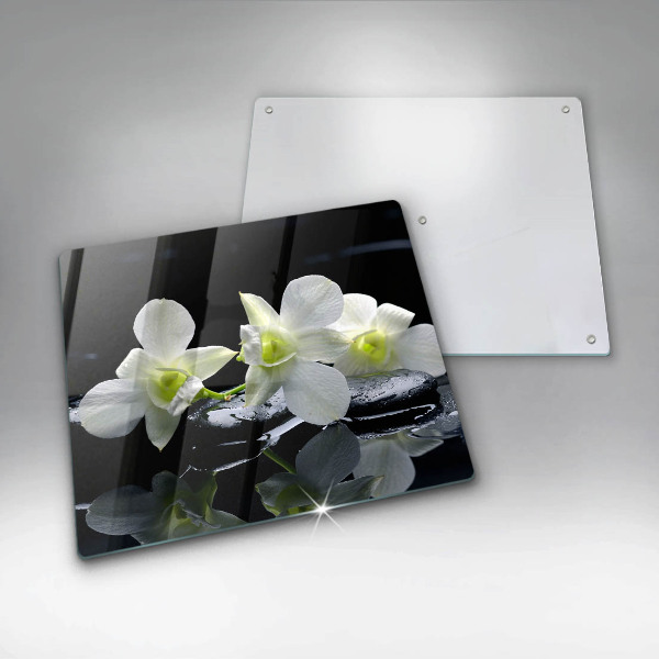 Chopping board Zen white flowers in water