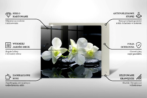 Chopping board Zen white flowers in water