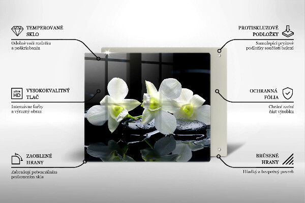 Chopping board Zen white flowers in water