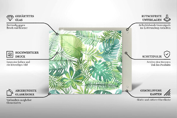 Chopping board Boho watercolors leaves