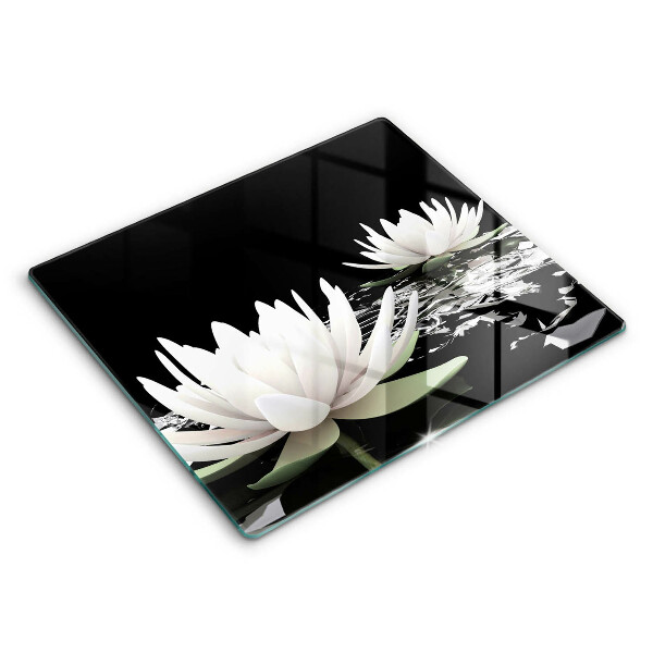 Chopping board White lilies on the water