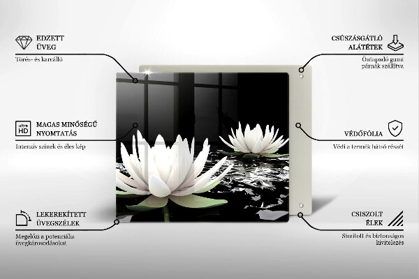 Chopping board White lilies on the water