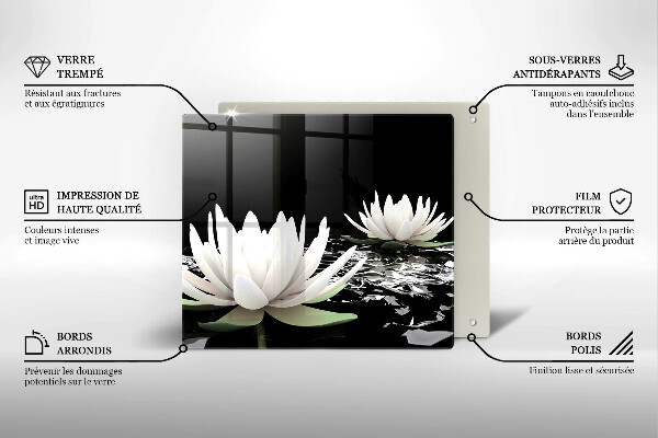 Chopping board White lilies on the water