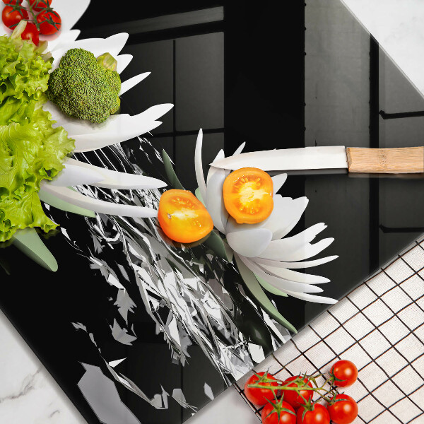 Chopping board White lilies on the water