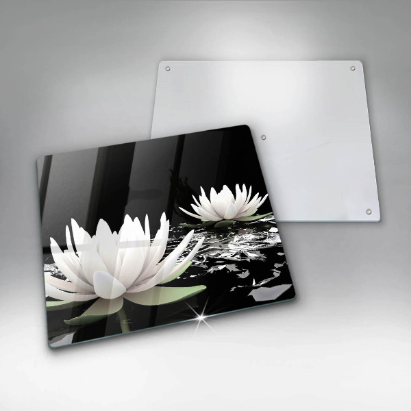 Chopping board White lilies on the water