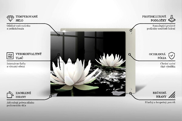 Chopping board White lilies on the water