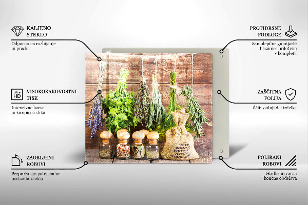 Chopping board Herbs spices and wood