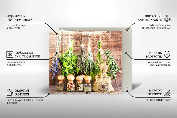 Chopping board Herbs spices and wood