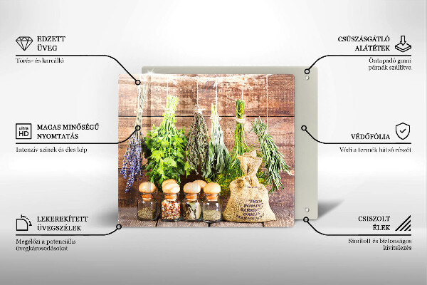 Chopping board Herbs spices and wood