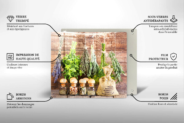 Chopping board Herbs spices and wood