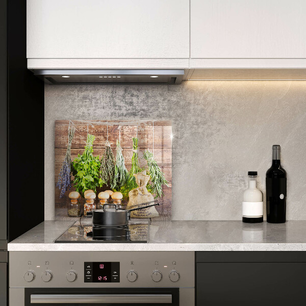 Chopping board Herbs spices and wood