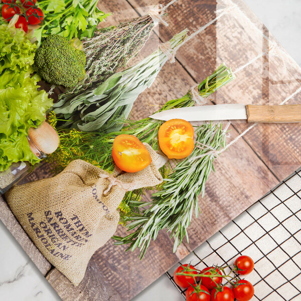 Chopping board Herbs spices and wood