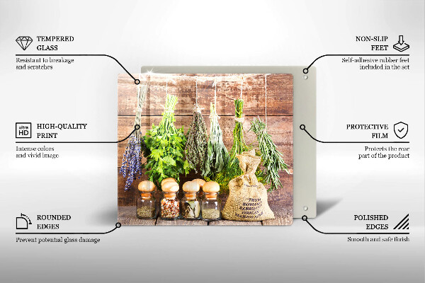 Chopping board Herbs spices and wood