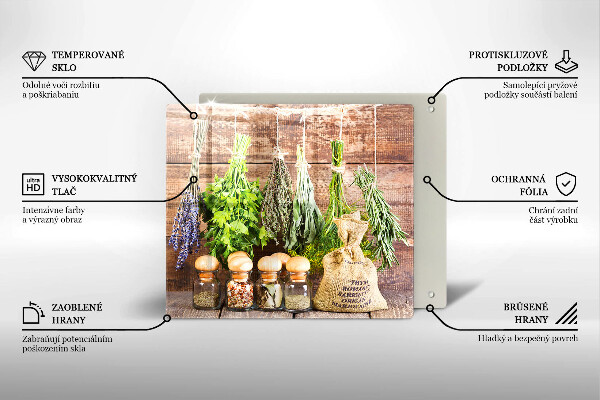 Chopping board Herbs spices and wood