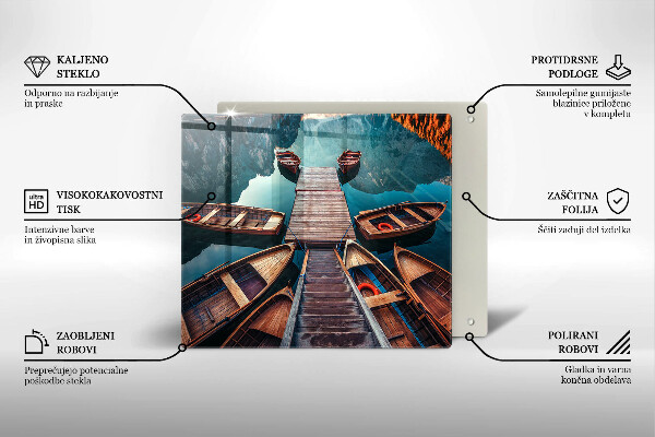 Chopping board Boats on the lake