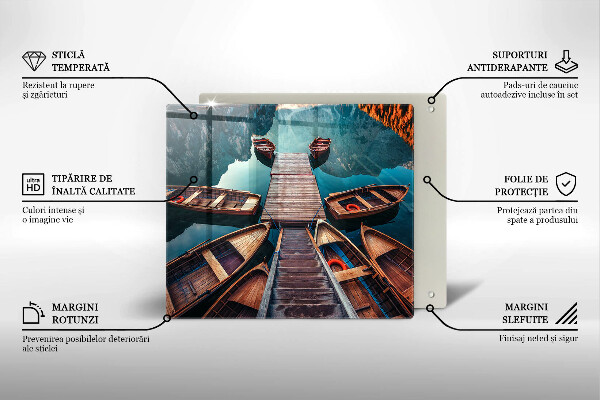 Chopping board Boats on the lake