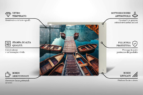 Chopping board Boats on the lake