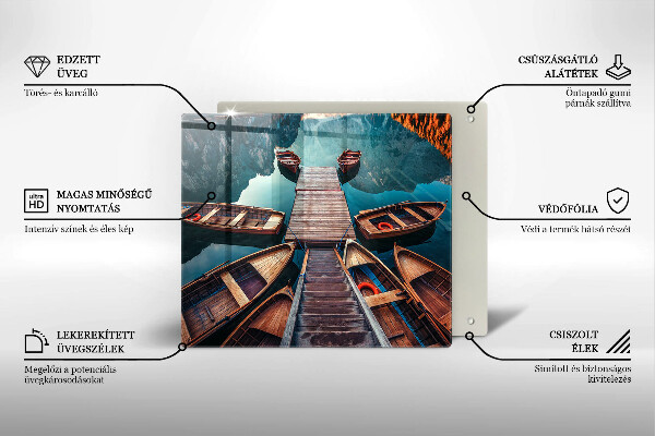 Chopping board Boats on the lake