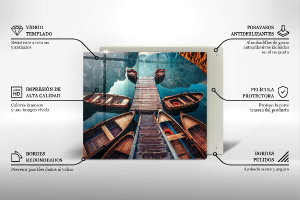 Chopping board Boats on the lake