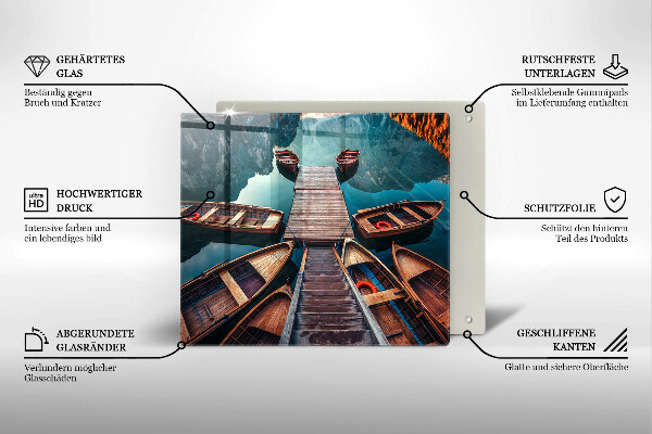 Chopping board Boats on the lake