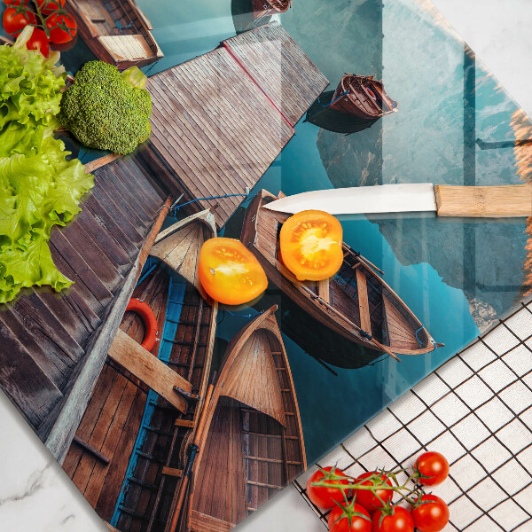 Chopping board Boats on the lake