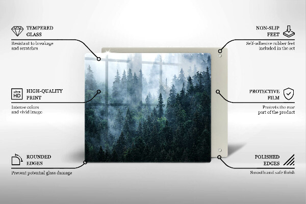 Chopping board Forest of trees and fog