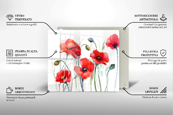 Chopping board Red flowers